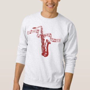 Moletom Tema musical Saxofone Vermelho e notas -Sweatshirt