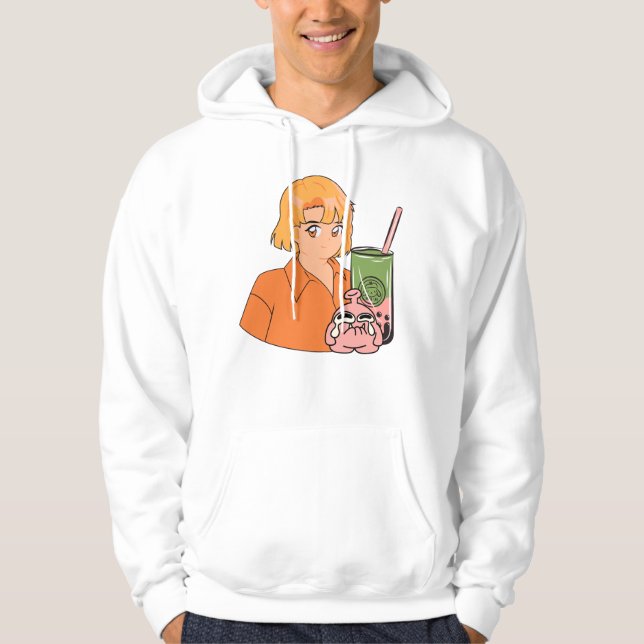 Moletom Tempo do Matcha Bubble Tea – Gi Anime Laranja Esté (Frente)