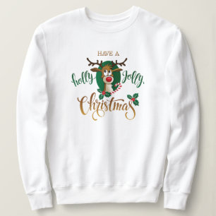 Moletom Tenham Uma Reindeer De Natal Holly Jolly Feriado