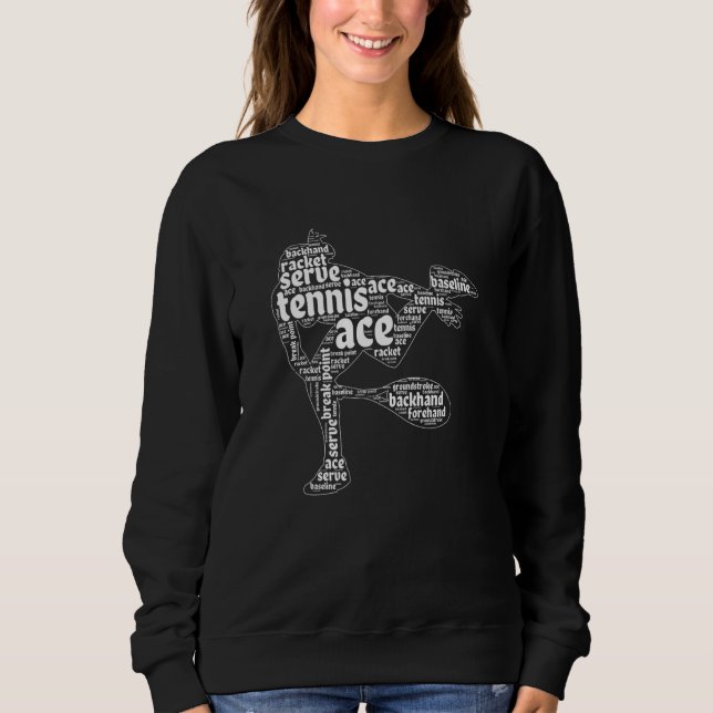 Moletom Tennis Word Cloud Padel Sport Game Tennis Player (Frente)