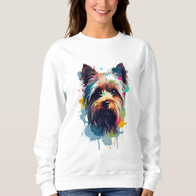 Moletom Terrier de Yorkshire Vibrante e Colorido (Frente)
