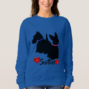 Moletom Terrier Escocês/silhueta preta coleira rosa/azul