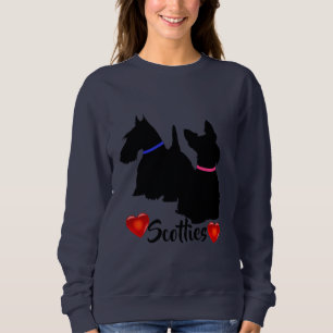 Moletom Terrier Escocês/silhueta preta coleira rosa/azul