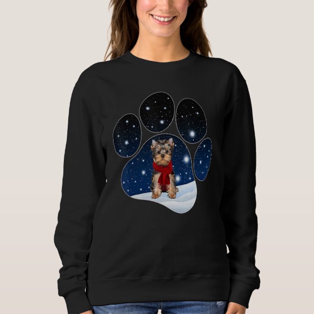 Moletom Terrier Yorkshire Inverno Neve Pata Cães Natal (Frente)
