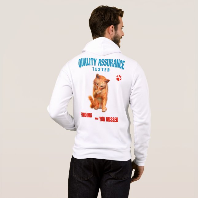 Moletom Testador de QA Humor de Gato (Parte Traseira Completa)