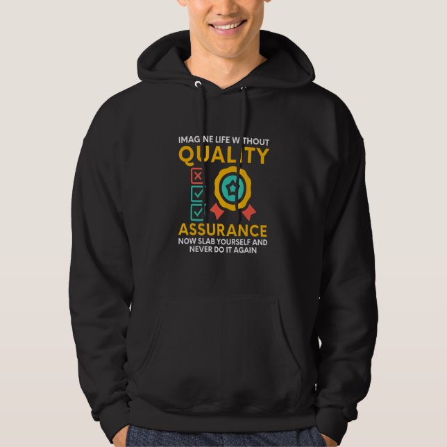 Moletom Testador de Qa, texto engraçado de garantia de qua (Frente)