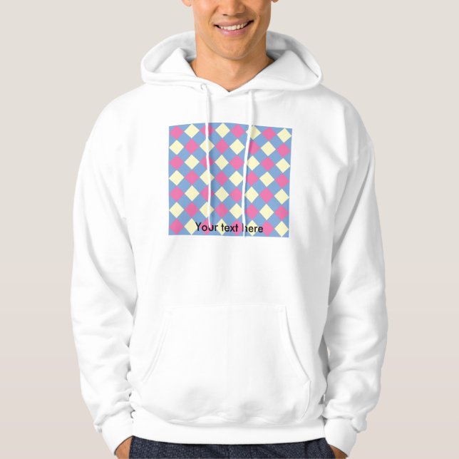 Moletom Teste padrão amarelo cor-de-rosa do argyle no azul (Frente)