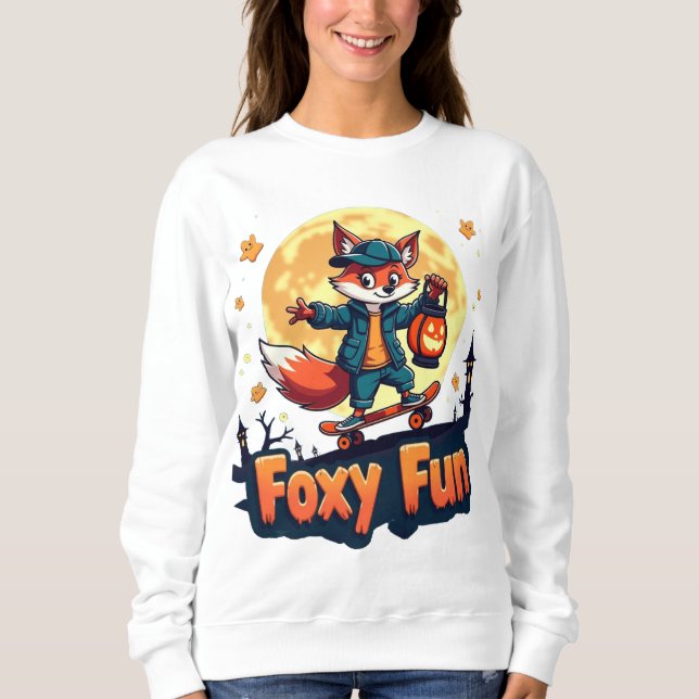Moletom Teto do Skate de Halloween do Foxy Fun (Frente)