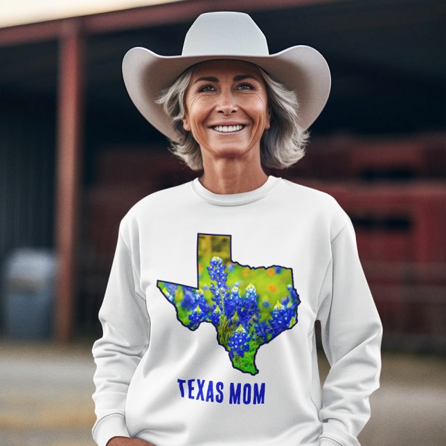 Moletom Texas Mãe Texas Bluebonnets Floral  (Criador carregado)