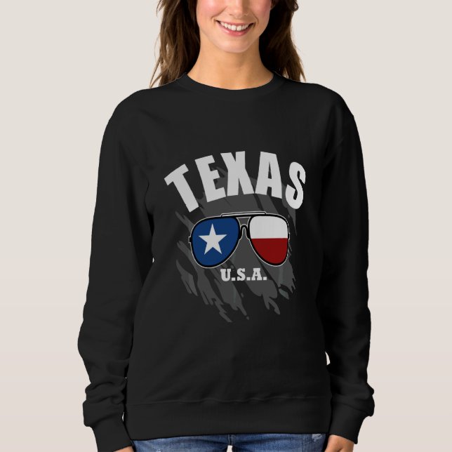 Moletom Texas Usa Sunglass Com Bandeira Do Texas (Frente)