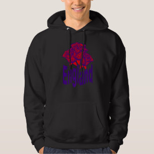 Moletom Texto Azul Inglaterra com Rosa Abstrato Inglês