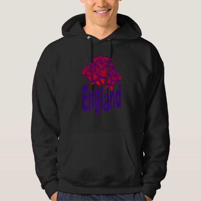 Moletom Texto Azul Inglaterra com Rosa Abstrato Inglês (Frente)