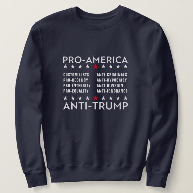 Moletom Texto Personalizado Anti-Trump Pro-America (Frente do Design)