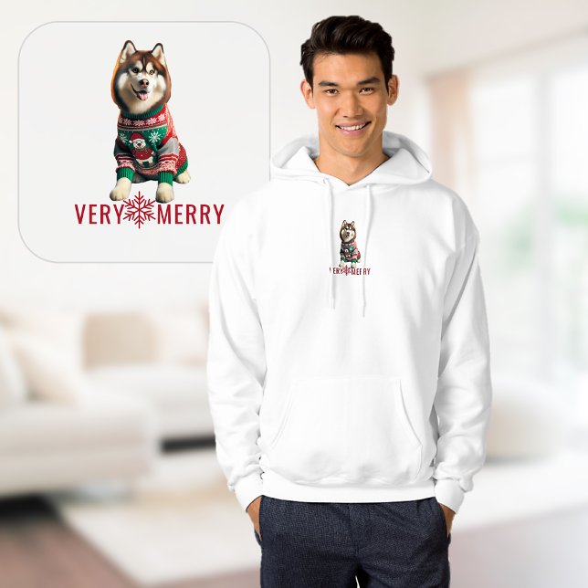 Moletom Texto Personalizado do Rouco de Natal (Christmas Holiday Husky Custom Text Hoodie)