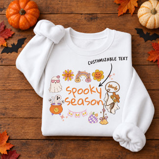 Moletom Texto Personalizado Temporada Assustadora Doodles
