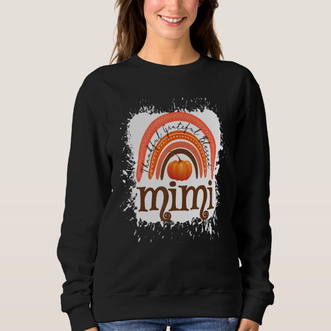 Moletom Thankful Grateful Blessed Mimi Fall Pumpkin Thanks (Frente)