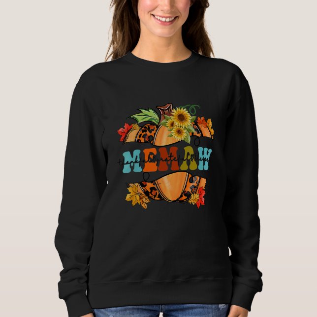 Moletom Thankful Grateful Memaw Leopard Pumpkin Thanksgivi (Frente)
