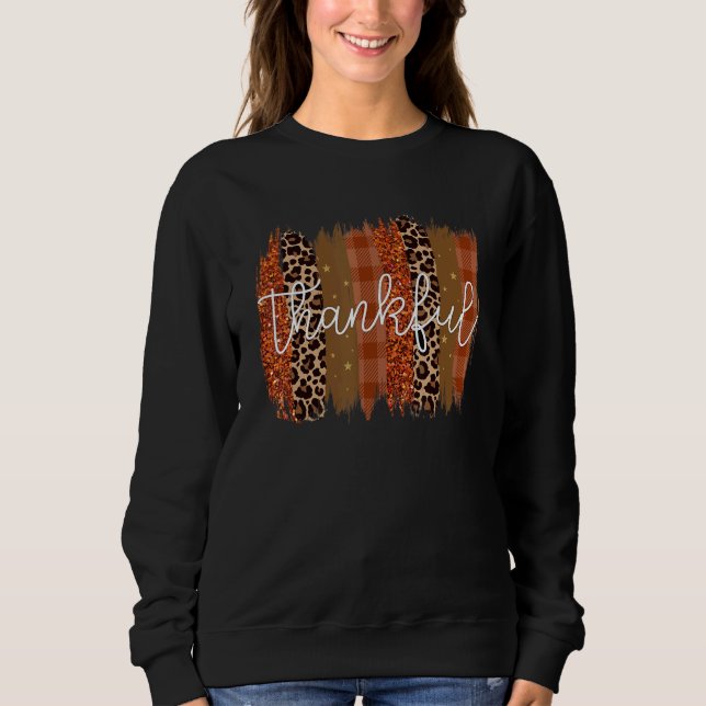 Moletom Thankful Leopard Brushstrokes  Thanksgiving (Frente)