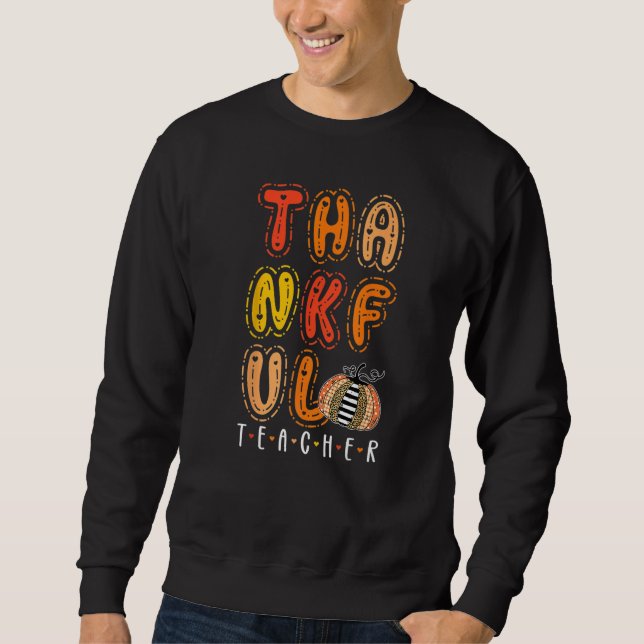 Moletom Thankful Teacher Groovy Thanksgiving Teaching (Frente)