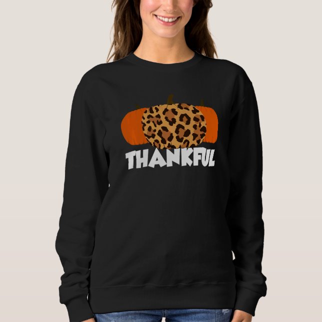 Moletom Thankful Thanksgiving Pumpkin Leopard   (Frente)