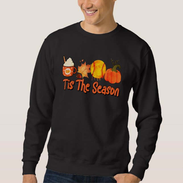 Moletom Thankful Tis The Season Softball Pumpkin Latte Cof (Frente)