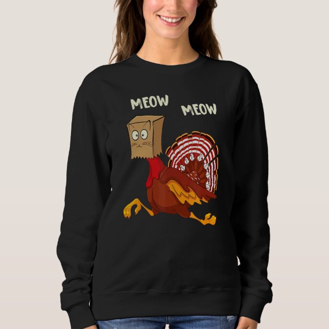Moletom Thanksgiving Cat  Fake Cat Meow Thanksgiving Turke (Frente)