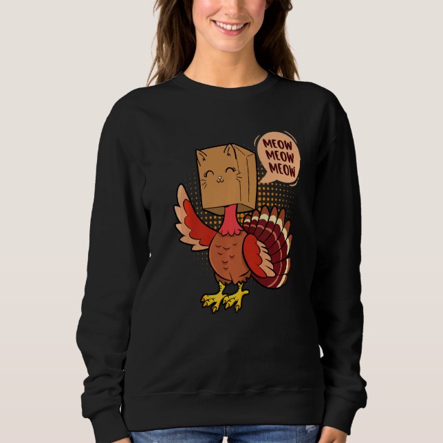 Moletom Thanksgiving Cat  Fake Cat Meow Thanksgiving Turke (Frente)