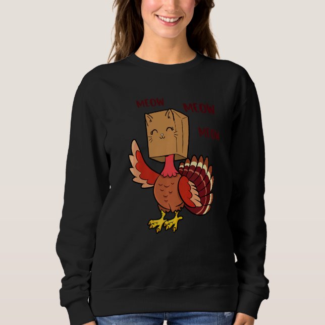 Moletom Thanksgiving Cat  Fake Cat Meow Thanksgiving Turke (Frente)