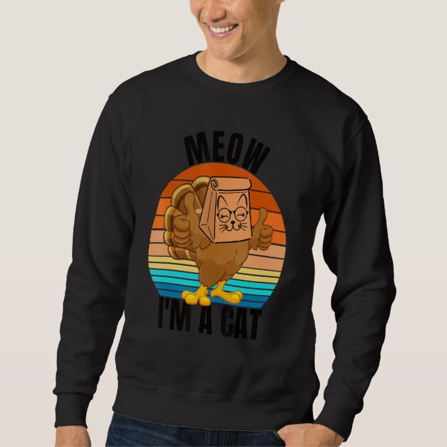 Moletom Thanksgiving Cat  Fake Cat Meow Thanksgiving Turke (Frente)