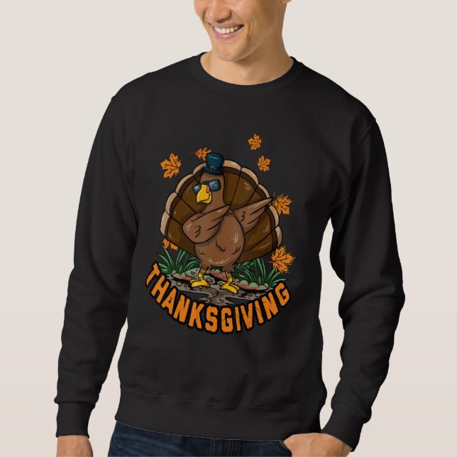 Moletom Thanksgiving Dabbing Dab Dance Turkey Boy Girl Men (Frente)