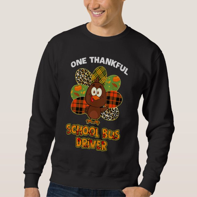 Moletom Thanksgiving Day One Thankful School Bus Driver Cu (Frente)