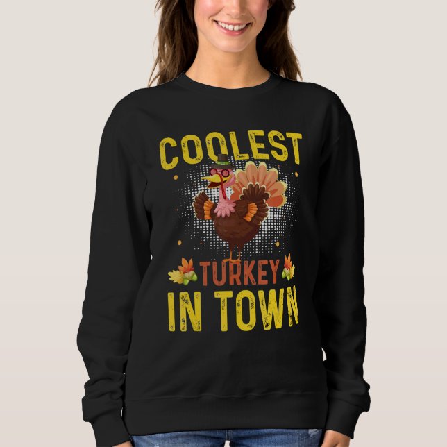 Moletom Thanksgiving Kids Toddler Boy Coolest Turkey In To (Frente)