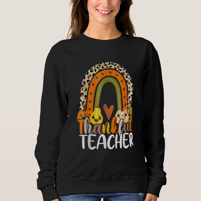 Moletom Thanksgiving Teacher Thankful Teacher Rainbow Pump (Frente)