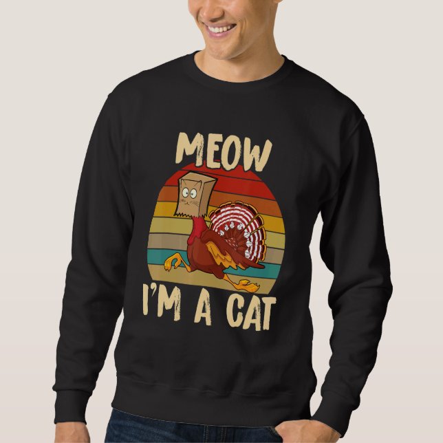 Moletom Thanksgiving   Turkey Fake Cat Retro Women Men Kid (Frente)