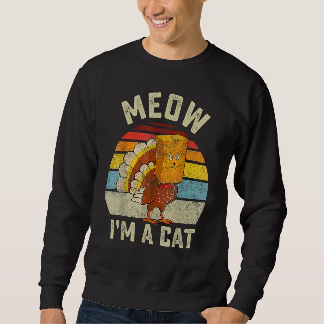 Moletom Thanksgiving  Turkey Fake Cat Retro Women Men Kids (Frente)