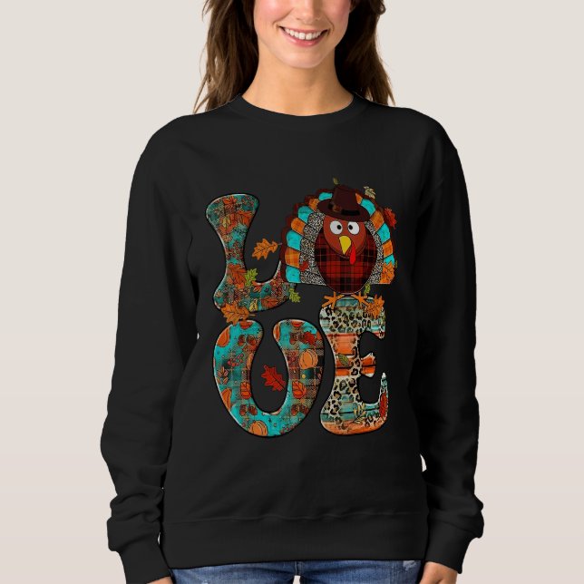 Moletom Thanksgiving Turkey Love Leaves Fall Women Men (Frente)