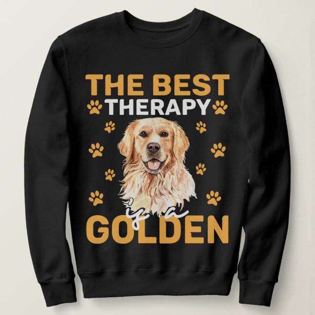 Moletom The Best Therapy Is a Golden Dog Lover  (Frente do Design)
