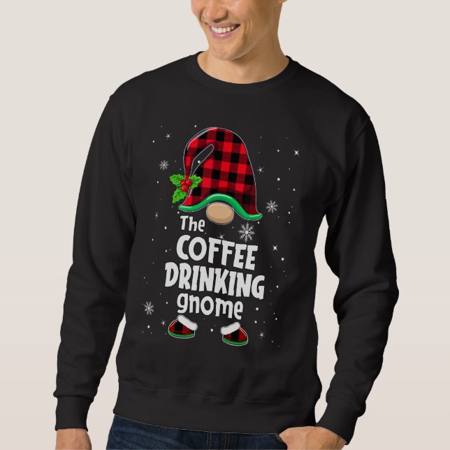 Moletom The Coffee Drinking Gnome Buffalo Plaid Christmas  (Frente)