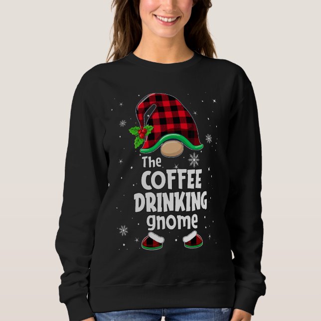 Moletom The Coffee Drinking Gnome Buffalo Plaid Christmas  (Frente)