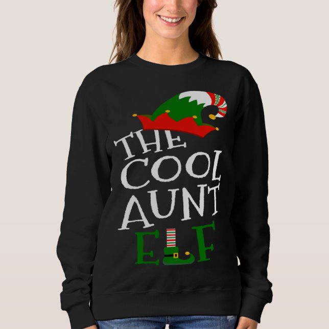 Moletom The Cool Aunt Elf Family Matching Group  Christmas (Frente)