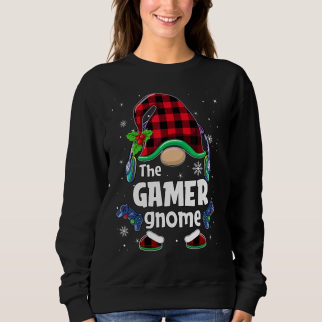 Moletom The Gamer Gnome Buffalo Plaid Christmas Matching F (Frente)