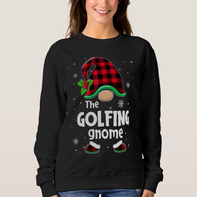 Moletom The Golfing Gnome Buffalo Plaid Christmas Matching (Frente)