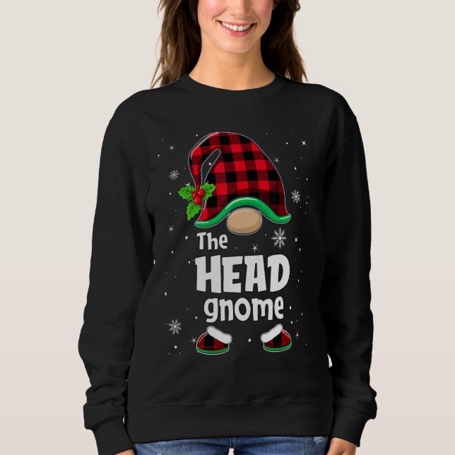 Moletom The Head Gnome Buffalo Plaid Christmas Matching Fa (Frente)
