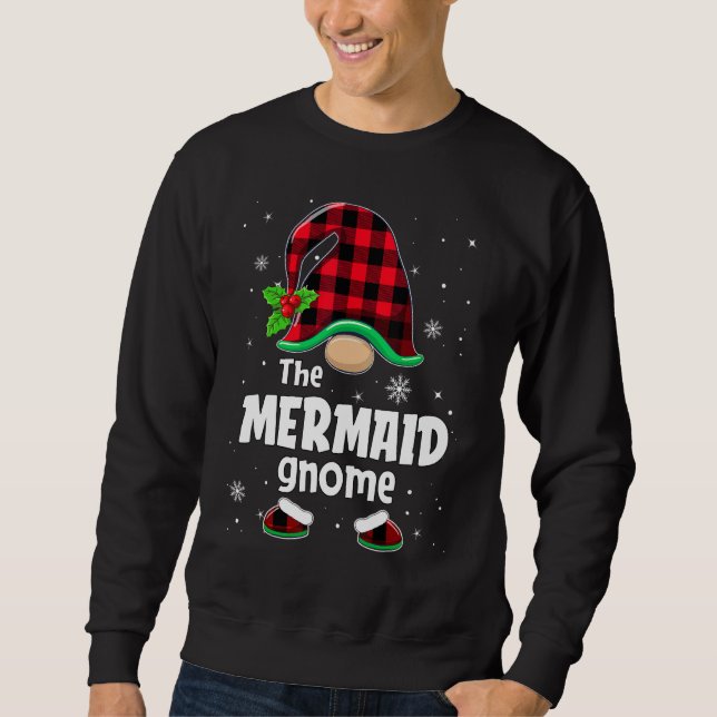 Moletom The Mermaid Gnome Buffalo Plaid Christmas Matching (Frente)