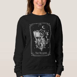 Moletom The Reader Tarot Card   Skeleton Librarian Hallowe