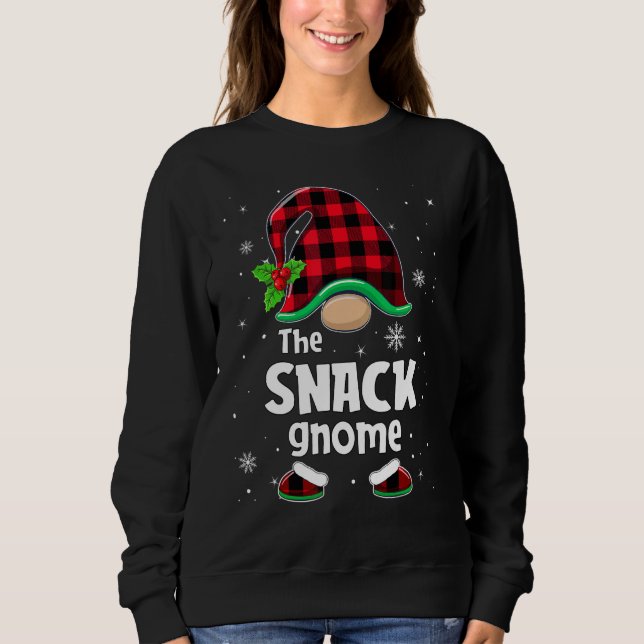 Moletom The Snack Gnome Buffalo Plaid Christmas Matching F (Frente)