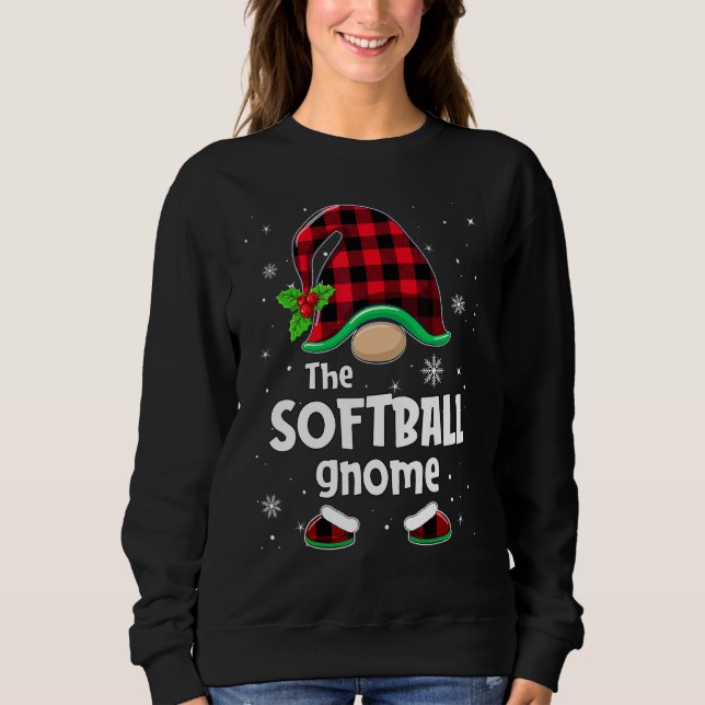 Moletom The Softball Gnome Buffalo Plaid Christmas Matchin (Frente)