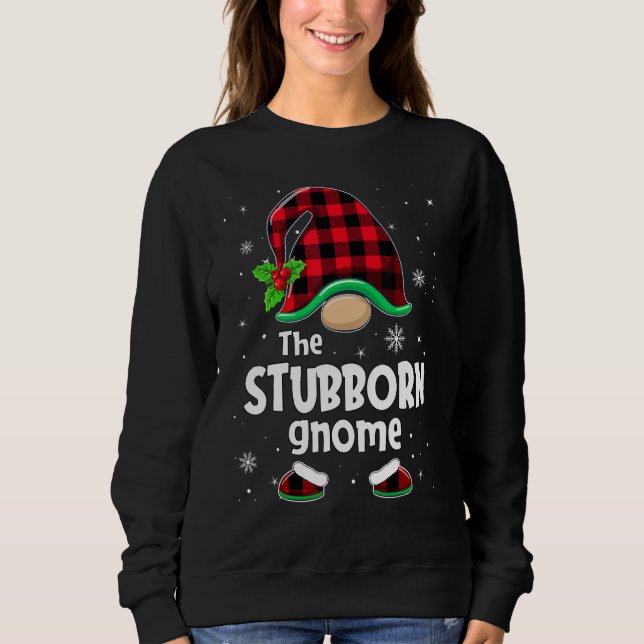 Moletom The Stubborn Gnome Buffalo Plaid Christmas Matchin (Frente)