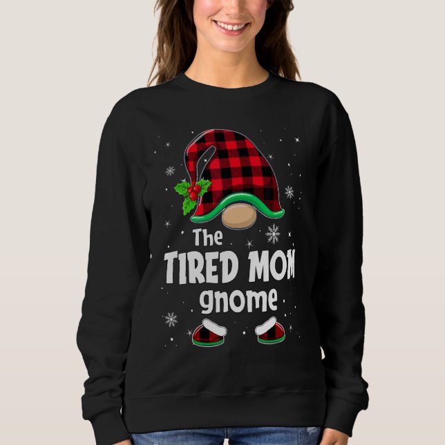 Moletom The Tired Mom Gnome Buffalo Plaid Christmas Matchi (Frente)