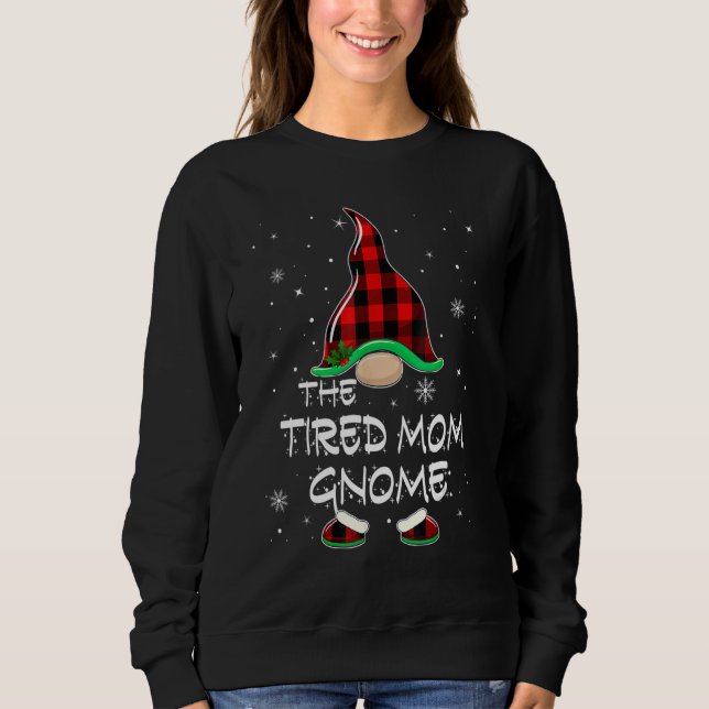 Moletom The Tired Mom Gnome Red Buffalo Plaid Christmas Pa (Frente)